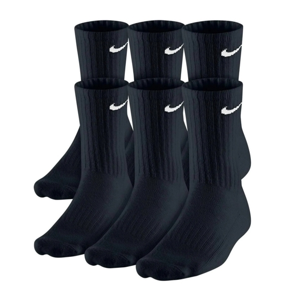 Nike 6pk cushioned crew cotton socks - Black- New in package - Picture 2 of 2
